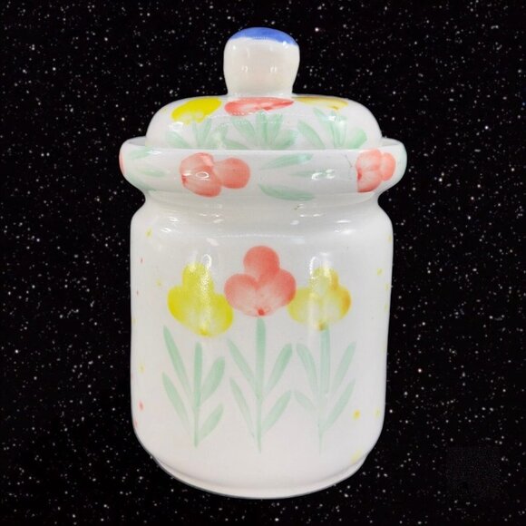 Padware Ceramic Canister Kitchen Storage Box With Painted Flowers W Lid Vintage - Picture 12 of 12